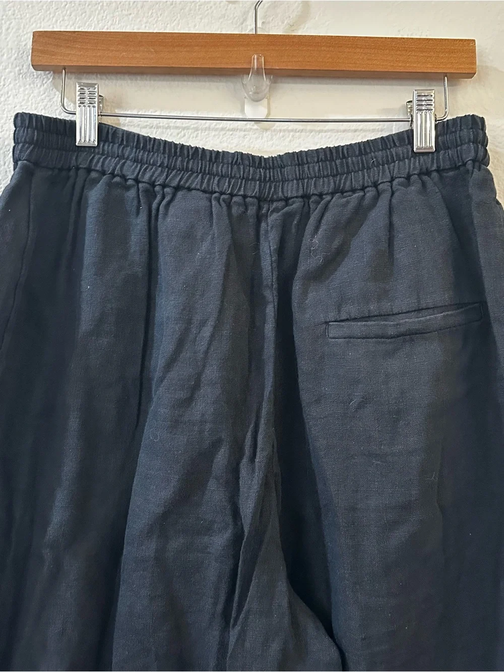 COS Navy Wide Leg Linen Culottes Pants Size 8 Cropped High Rise